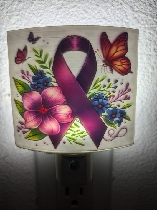 Purple Awareness Ribbon Nightlight